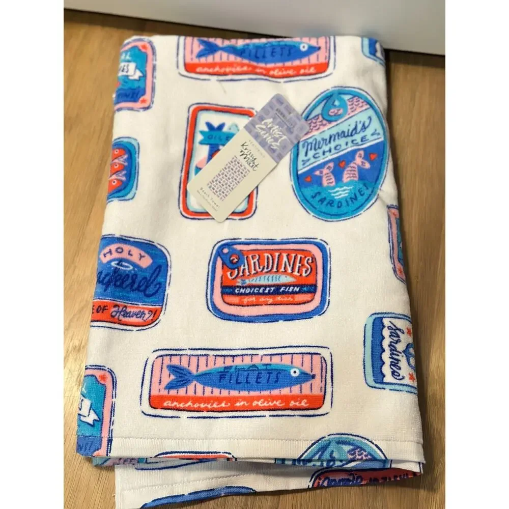 Berkshire Artist Series Krissy Mast Sardines Towel- new with tags!